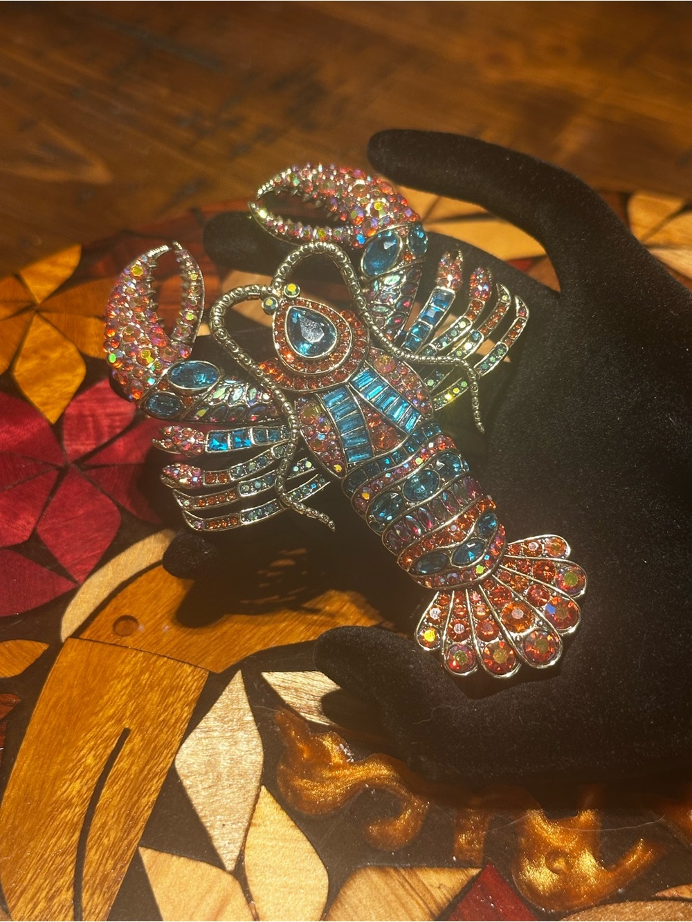 Heidi Daus “Lobster Tails” Crystal Pin and Earrings